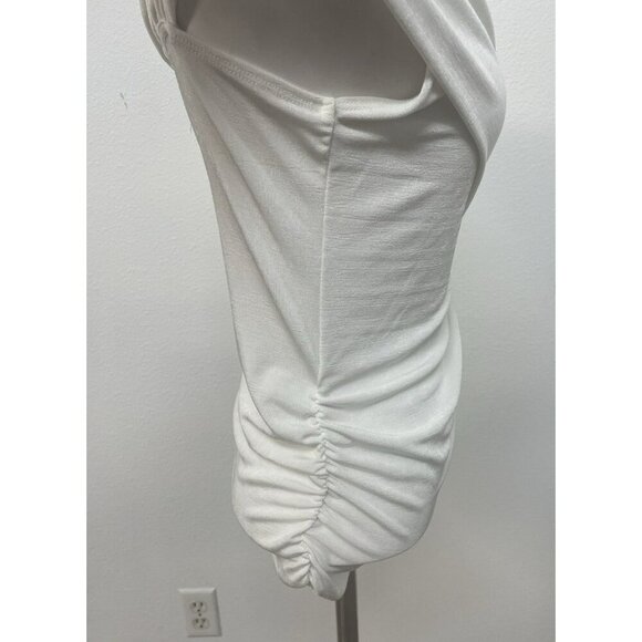 Red By BKE White One Shoulder Asymmetric Gathered Top Womens Size M - Picture 6 of 15